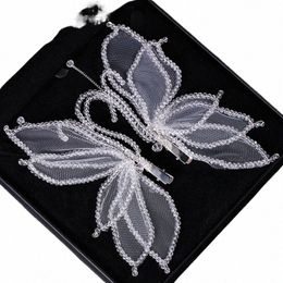 Pince à papillon en cristal créatif fait à la main, ornements de cheveux de mariage exquis, accessoires de cheveux pour femmes j8AG #