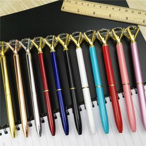 Stylo à bille créatif en verre cristal Kawaii, gros bijou avec grand diamant, 20 couleurs, fournitures scolaires et de bureau à la mode