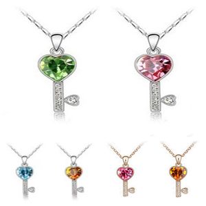 Creative Crystal Key Pendentif Collier Diamant Coeur Colliers Dames Parti Accessoires De Mode