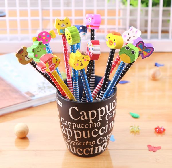 Créatif mignon Animal gomme enfants fournitures d'apprentissage Kawaii papeterie crayon avec gomme enfants peinture Graffiti outil étude Writ1722204