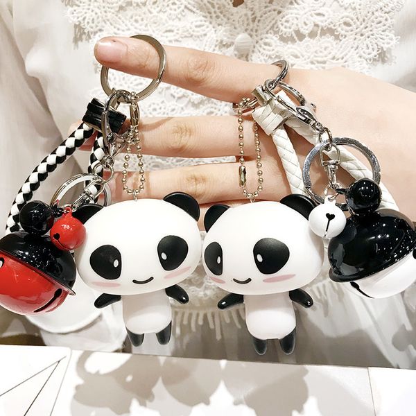 Creative mignon dessin animé Panda poupée porte-clés hommes sac pendentif Automobile suspendus ornement Cool petit cadeau en gros