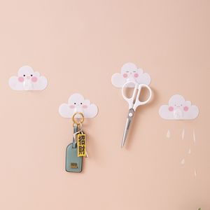 Creative Cute Cloud Shape Nail-Free Wall Clothes Hooks Kinderkamer Decoratieve Sleutel Opknoping Hanger Keuken Opslag Haak Muur Hangende deurhaken