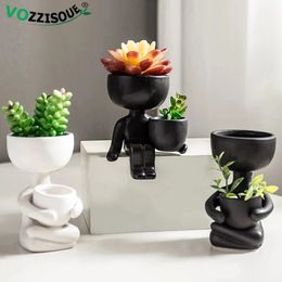 Creative Mignon Imitation Humanoïde Céramique Pot De Fleur Succulent Planteur Artisanat Vase Décoration De La Maison Cadeau Personnalisé En Gros 240131