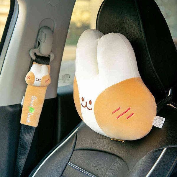 Cojín creativo lindo de la silla del coche de la cabeza del conejo feo de Corea Cojín del hombro Lleno de la cintura Hermoso juguete suave de la felpa para el regalo de los niños J220729