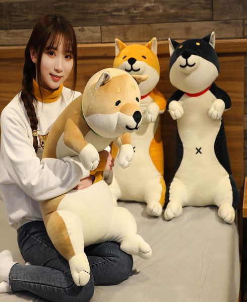 Créatif mignon shiba inu chien en peluche jouet grand akita inu poupée chat animal en peluche en farce carton soft long oreiller bureau coussin fille bi7553765