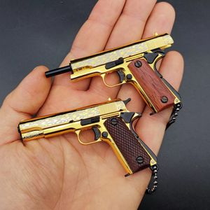 Modèle de damas créatif 1911 pistolet pistolet jouets modèle 1:3 alliage manche en bois porte-clés pendentif Miniature pistolet doré jouet 2085