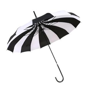 Parapluie de Golf à rayures noires et blanches, Design créatif, pagode droite à long manche