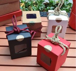 Gift Wrap Creative Design Kraftpapier Geschenkdoos met duidelijke venster Honey Jam Thee Brown Sugar Candy Touw