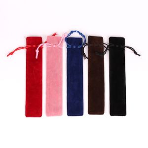 Creatief ontwerp Plush Velvet Pen Pouch Holder Single Pencil Bag Pen Case met touw Office School Writing Supplies Student Kerstcadeau DH9300