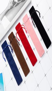 Design creativo Plush Velvet Pen Punta de bolsas Single Pencil Bag Case con Suministros de escritura de la escuela de Oficina de la cuerda Christma4764502
