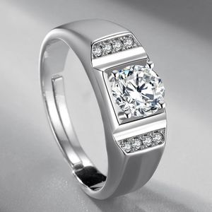 Creative Design S925 Argent Plaqué Or Blanc Anneau Redimensionnable Incrusté Diamant Transparent Simple Bijoux Festival cadeau