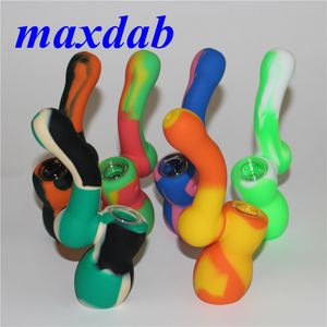 Diseño creativo Pipas para fumar tabaco de silicona Mini agua Silicona Hookah Bong Multi colores Pipa de mano portátil Shisha