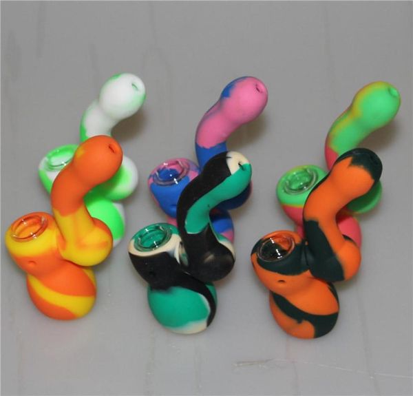 Créative Design Silicone Tobacco Smoking Pipes Mini Water Silicone Hookah Bong Multi-couleurs portable Shisha Hand Pipe8921536
