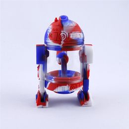 Creatief ontwerp Siliconen waterpijp bong robot vorm glazen olie brander pijpen onbreekbare silicium roken bubbler waterpijp met glazen kom