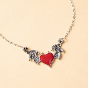 Creatieve Duivel Hart Ketting Legering Drop Nectarine Hart Demon Vleugel Hanger Kettingen Sieraden Collares Gargantilla Mujer