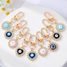 Creative Diamond Set Blauw Boze Oog Sleutelhanger Hanger Liefde Legering Zon Auto Tas Duivelsoog Sleutelhangers Sieraden Cadeau In Bulk