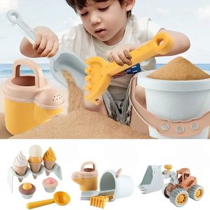 Creatief graafzand tarwe stro Sandcastle Ice Cream Cake Model Toys Set Beach Game Bucket Waterkantle Shovel 240411