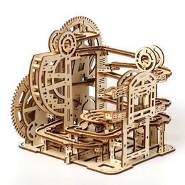 Creative DIY 3D Puzzle en bois Marble Run Assembly Modèle Building Block Stem Toy pour enfants adultes pour Noël pour Drop 240122