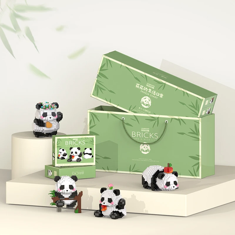 Creative Diy Animal Assemable Building Blocks Cute Panda Mini Diamond Blocks Model Birthday Gift Children's Day Toy