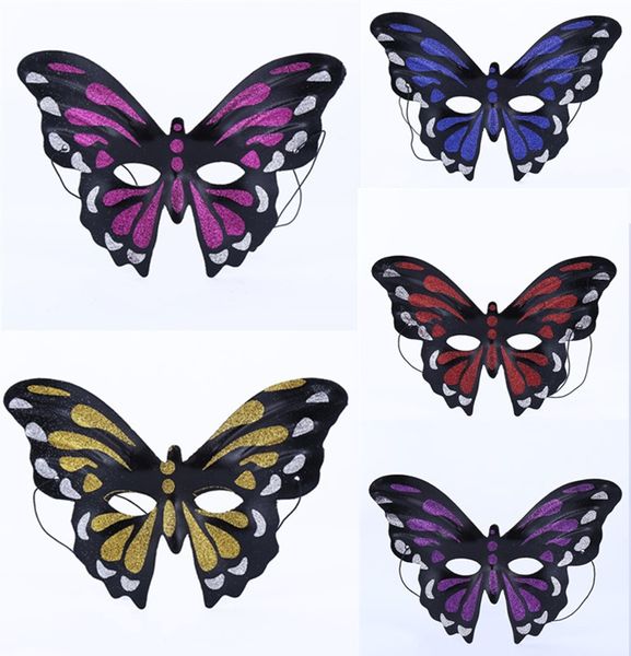 Creativo DIY Máscaras de mariposa para Navidad Fiesta de disfraces de Halloween Cosplay Mujeres Máscara de media cara Tela compuesta de PVC Serigrafía