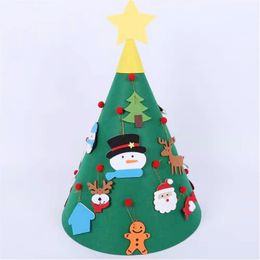 Creative DIY Felt Christmas Tree Decorations Sets voor kinderen Geschenken Nieuwjaar Deur Wall Hangende ornamenten Kerstboom Sneeuwman Santa Claus