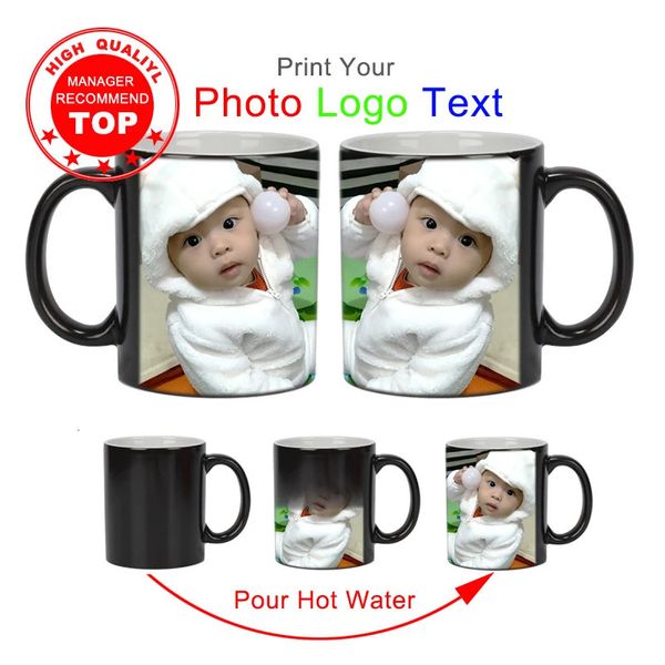 Creativo DIY po Taza Taza mágica Tazas de cerámica sensibles al calor Tazas de café que cambian de color Taza de leche Regalo Imprimir imágenes 240104