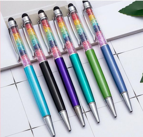 Stylo à écran tactile créatif à double usage Cadeau de bureau Stylo capacitif à écran tactile Stylo à bille en cristal conçu pour la vente en gros