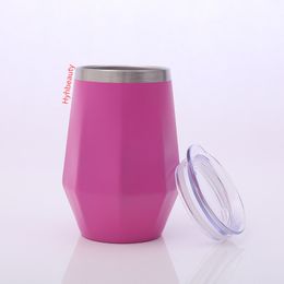 Creatieve ei-vormige 5 kleuren roestvrijstalen wijnmok lekvrij vacuüm cups tuimelaar met deksel voor wijn hoge kwaliteit