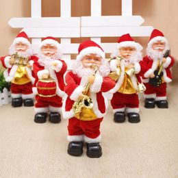 Creatieve Elektrische Santa Claus Singing Saxofoon Pop Santa Claus Ornamenten Kinderen Geschenken Decoratie Muziek Dansen Santa Toy