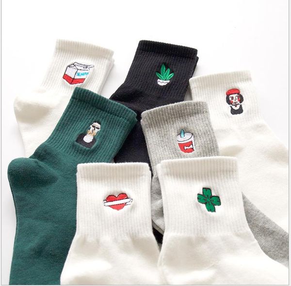 Broderie créative dames collège bas dans le vent pur coton loisirs couple chaussettes