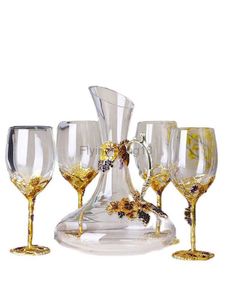 Creative Émail Couleur Cristal Rouge Verre À Vin Décanteur Ensemble Gobelet Verres De Mariage Champagne Whisky Coupe Szklanka Coffret Cadeau FJ019 HKD230809