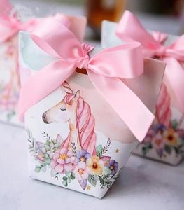 Creatieve Europese cartoon Unicorn Flamingos Candy Boxes Wedding Favors Bomboniera Party Gift Box Paper Pakket Candy Bag 30PCS5462609