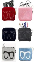 Mode créative feutre Design coloré lunettes boîte de rangement voyage lunettes de soleil organisateur sacs étui cosmétique maquillage paquet pochette 20pc4621506