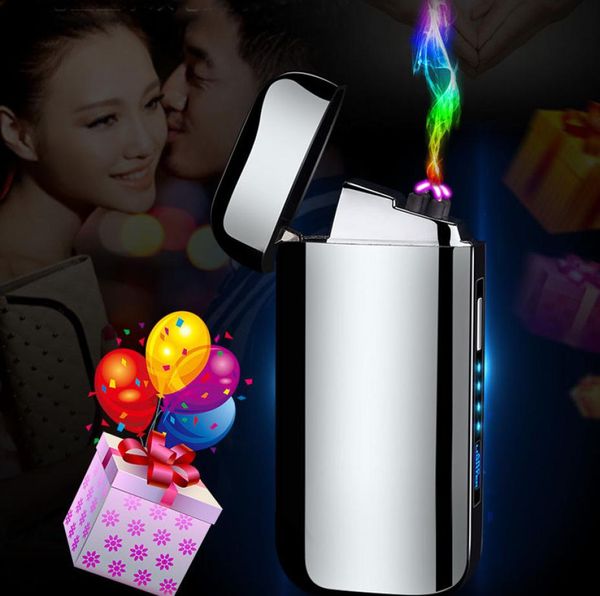 Créative Fashion Luxury Patent Plasma Double arc Electronic USB Reccharrépable Cigarette Lightproofroproof Touch Control Power Display2107862