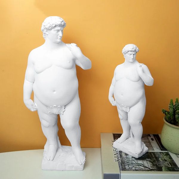 Créatif fat david portrait sculpture résine artisanat du corps humain abstrait statue décoration intérieure ornements de bureau décoration art de jardin 240411