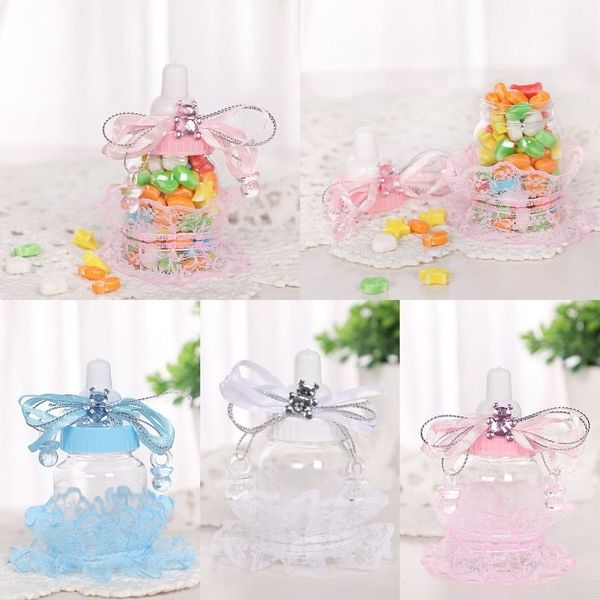 Biberons créatifs forme Brithday Party Gift Bottle Baby Shower boîte de bonbons en plastique transparent jolies boîtes de bonbons pour enfants T9I001166