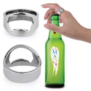 Creatieve vingerring roestvrijstalen bierfles opener voor mannen duim sleutelhang zwart zilver goud kleurrijk kleur feest familie cadeau