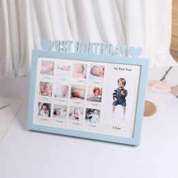 Creatief eerste jaar fotomoment Baby Keepsake Frame Diy 0-12 Maand Foto Display Plastic Collage Frame voor Mom Parents Kids G