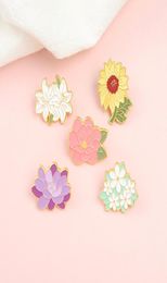 Broses de fleurs créatives broches en émail dur Badges de plante en alliage zinc Lily sac à dos collier de décoration
