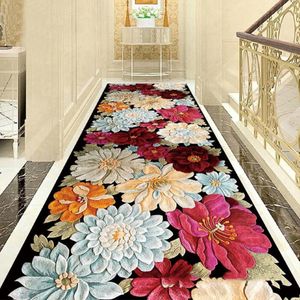 Alfombras creativas de flores, felpudo europeo para pasillo, sala de estar, dormitorio, alfombras, alfombras para escaleras de cocina, antideslizantes El219D