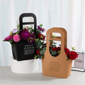 Creatieve bloem winkel bloem kunst handtas verpakking tas vouwen gift tas boeket bloem arrangement papieren zak