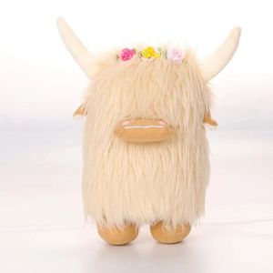 Cheveux moelleux créatifs pp coton nordique nain kyloe jouet en peluche rempli de poupées animales cadeaux pour la garniture de bétail Toys 240426
