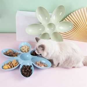 Creative Food for Cats and Dogs, Petals, Multi-Grid Kom, Plastic Pet Feeding Water Bowl 220323