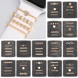 Creative for Apple Watch Band Diamond Love Ornament Metal Pols Belt Charms Decoratieve ring Smart Watch Silicone Strap Accessoire