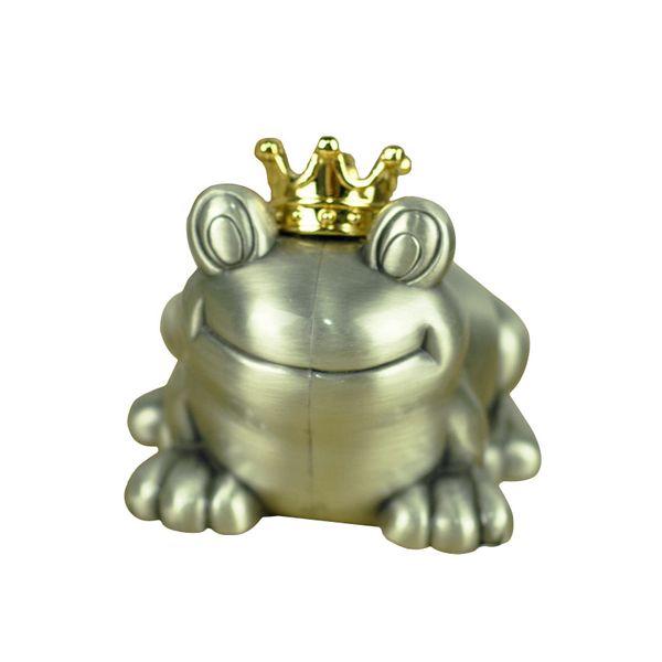 Tirelire créative en forme de grenouille avec couronne dorée, vintage, couleur bronze, étain, pot d'économie de pièces de monnaie, décoration artisanale, cadeau pour enfants