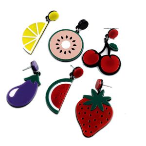 Creatief fruit oorbellen watermeloen citroen aardbei schattige groentetikje drop oorbellen voor vrouw groothandel sieraden