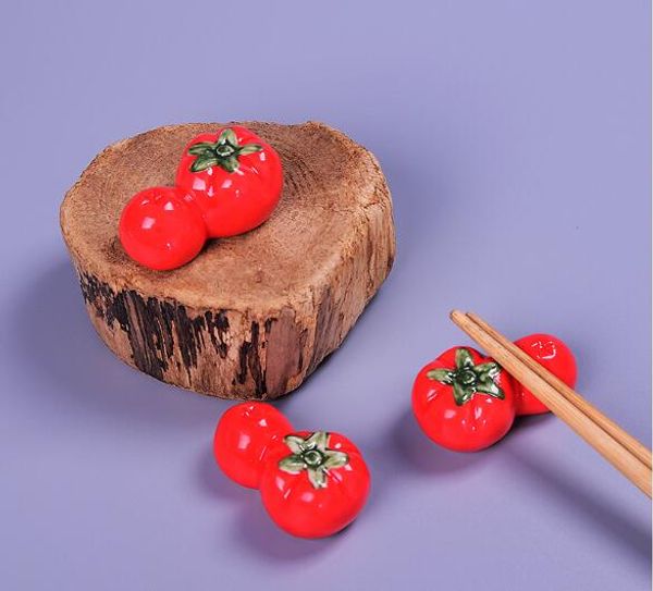 Fruits créatifs, tomate, cadre de baguettes en céramique, cadre de baguettes de pastèque en céramique, porte-baguettes, décoration de la maison japonaise