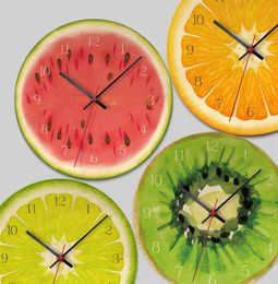 Reloj de pared de fruta creativa lima lima moderna reloj de limón reloj decoración del hogar reloj de estar tropical fruta de arte de pared relojes H09917648