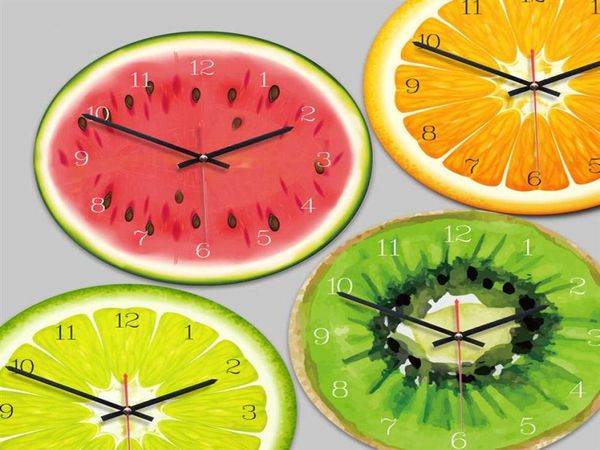 Creative Fruit Horloge Murale Lime Cuisine Moderne Citron Horloge Montre Décor À La Maison Salon Horloge Fruits Tropicaux Mur Art Montres H04578657