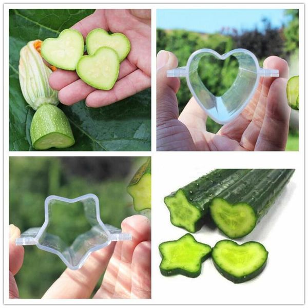 Molde creativo para el crecimiento de frutas para pepino, manzana, fresa, estrella/molde de cultivo transparente en forma de corazón, macetas para jardín